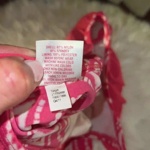 Circo pink & white ruffle one piece kids swimsuit size 18 months 18M little girl - Picture 4 of 5